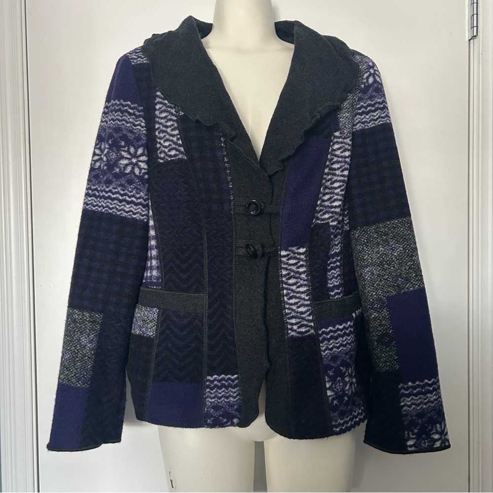 Gerry Weber Lightweight Patch Pattern Buttoned Wool Blend Jacket